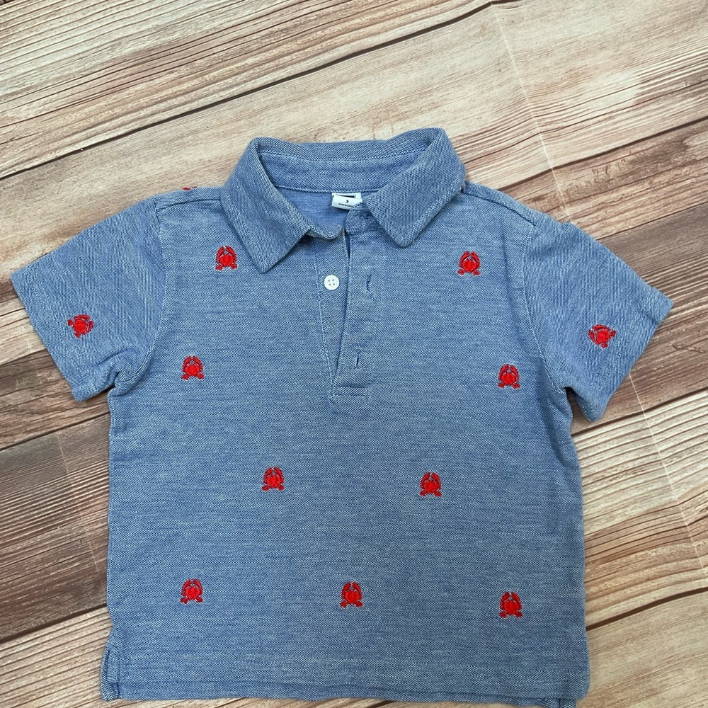 Janie and Jack boys collared chambray crab shirt size 3
